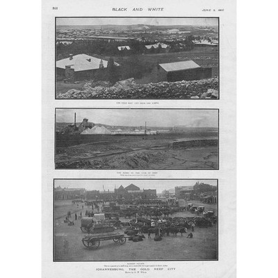 SÜDAFRIKA Ansichten in Johannesburg 2 x antike Drucke 1900