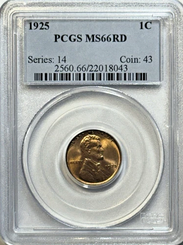1925 Lincoln Wheat Cent PCGS MS66 RD — Red Wheatback Heat — High Grade!