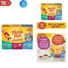 Seafood Favorites Wet Cat Food Variety Pack - 12 Cups of Complete Nutrition