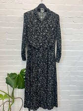 Vintage black and white floral print swirl dress, UK8