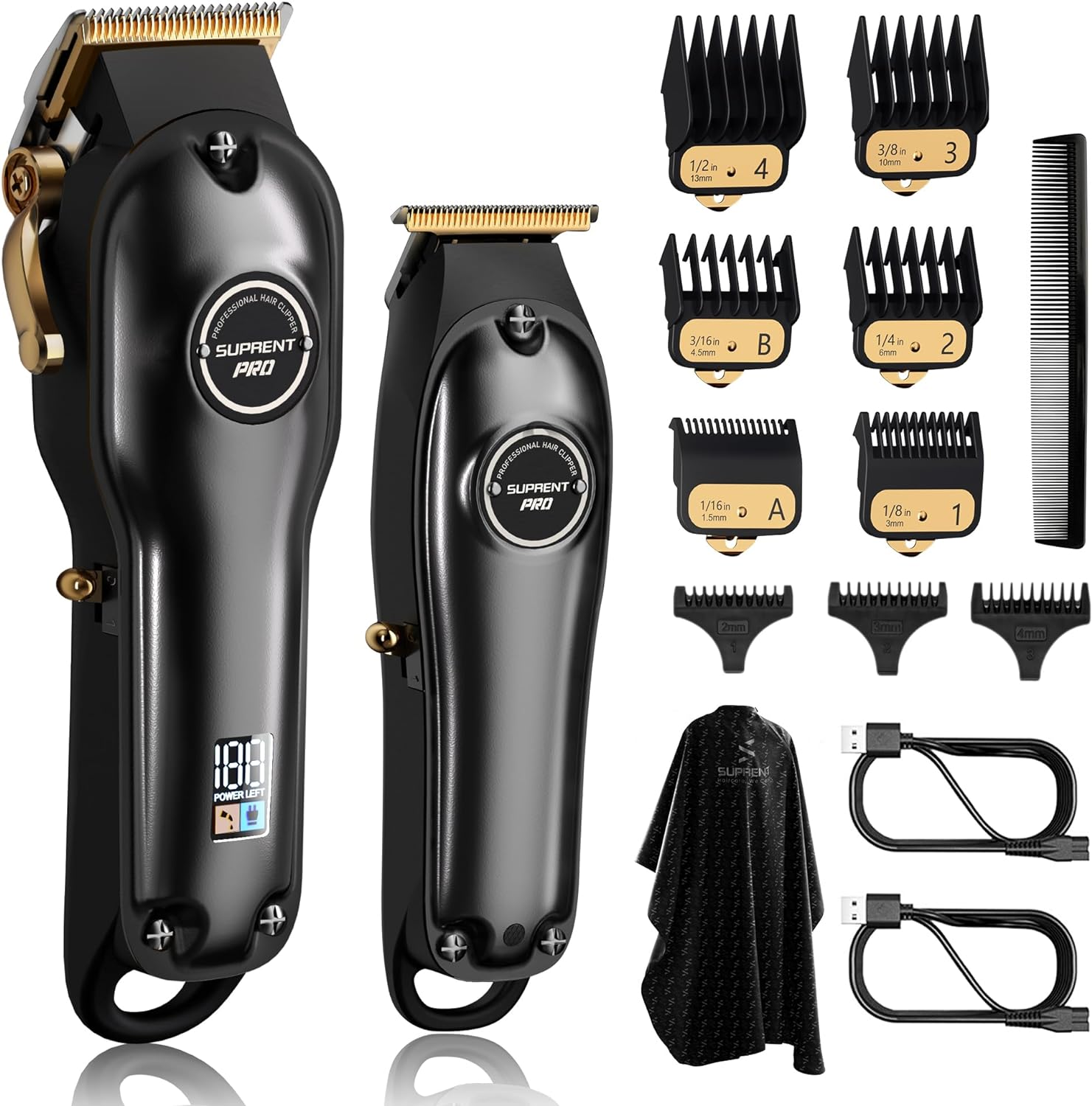 PRO Men's Hair Clippers - Zero Gap T-Blade Trimmer & Cutting Kit