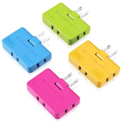 3-Outlet Rotatable Flat Wall Plug Extender Compact Adjustable 2 Prong Adapter fo