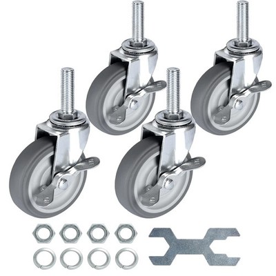 Caster Wheels 3 Inch Set of 4 Heavy Duty Threaded Stem Casters 1/2''-13X1-1/2 Swi