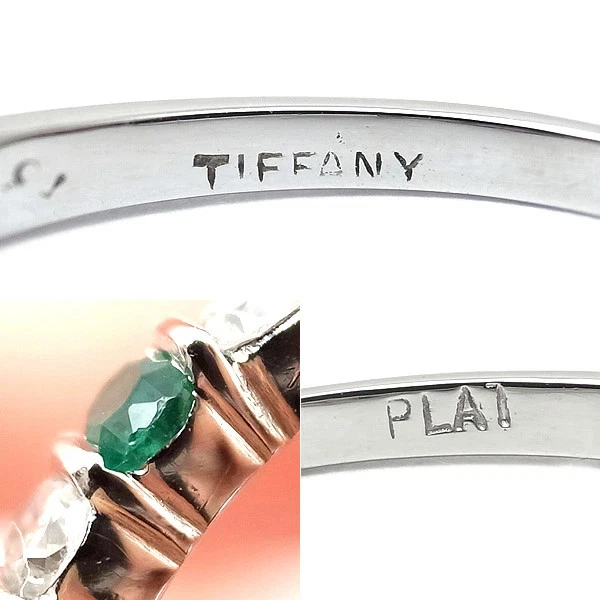Кольцо Tiffany полукруглый изумруд бриллиант платина США 3,25 б/у - Изображение 4 из 4