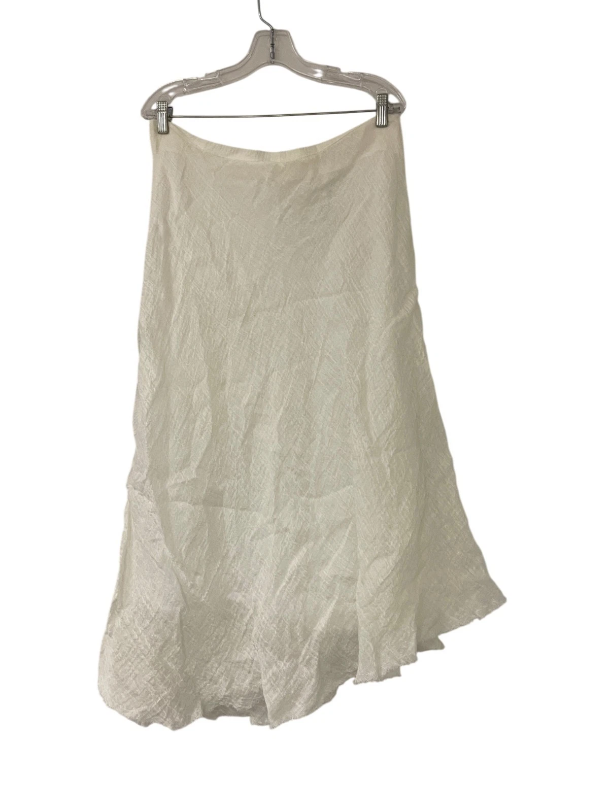 Zara Womens Skirt Large White Linen Lined Asymmetric Midi A-Line 2548/104 NWT