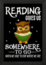 Owl Reading GivOes Us Book Framed Wall Art Poster Canvas Print Picture
