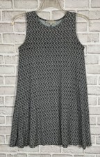 Loft Dress Womens Sz XSP Ivory Black Geometric Knit Pullover Sheath Sleeveless