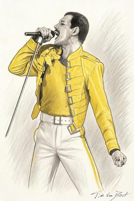 Kunstdruck - Freddy Mercury - Queen - Zeichnung - Gemälde - limitiert - signiert