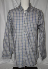 EDDIE BAUER Men's XL Blue Gray Plaid Wrinkle Free Relaxed Fit Shirt