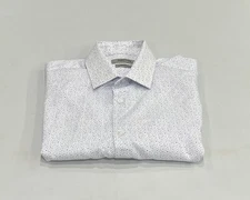 Kenneth Cole Reaction Men's Quick Dry Performance Dress Shirt, White/Blue, M