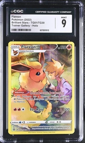 CGC 9 Flareon TG01/TG30 Swsh09 Trainer Gallery Holo Ultra Rare Brilliant Stars