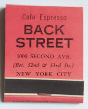 Vintage Matchbook Cafe Espresso Back Street Restaurant  NYC Second Ave Unstruck
