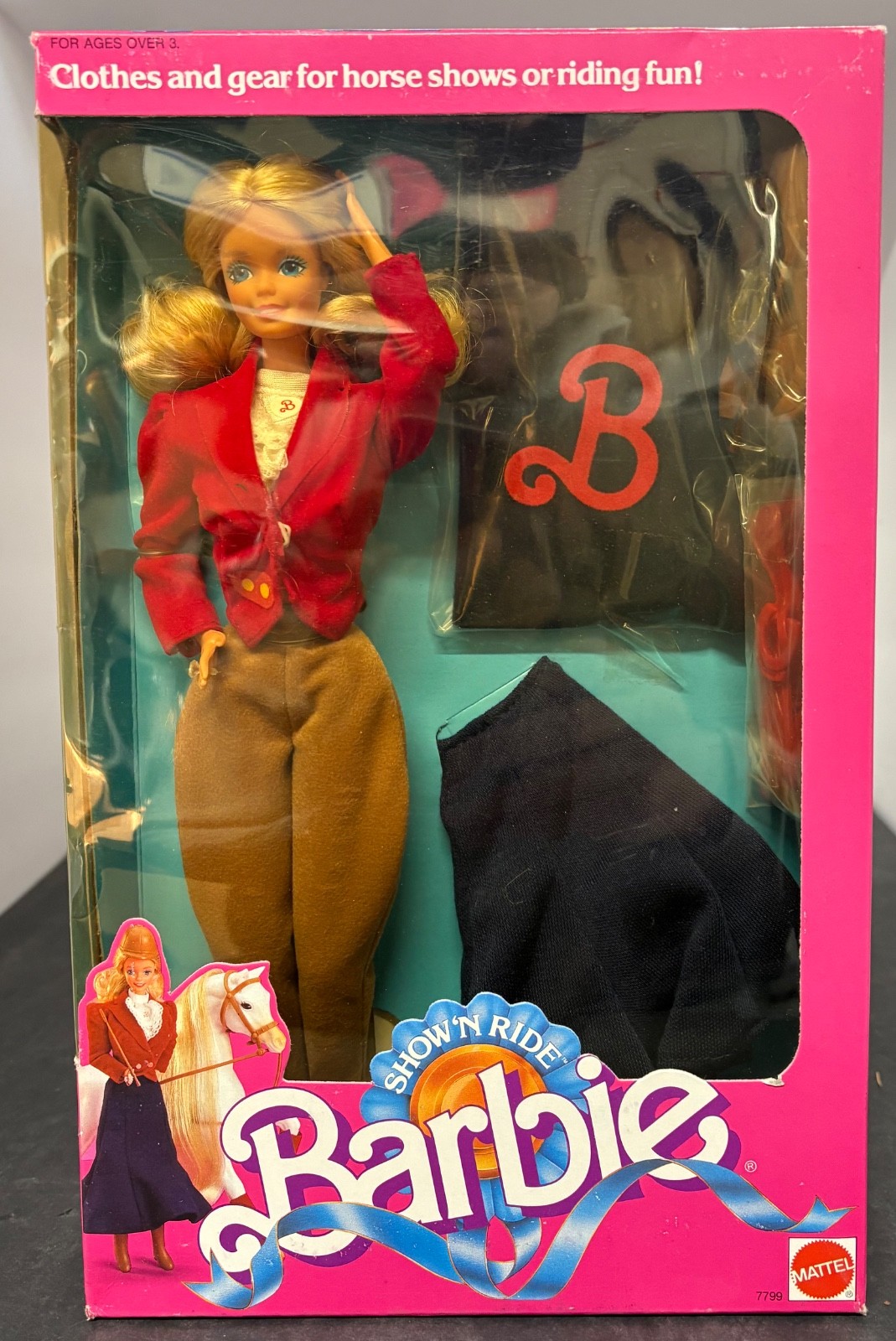 1988 Mattel #7799 Show N Ride Barbie Doll Horse Riding Rider