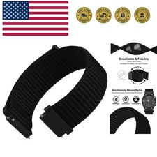 20mm Adjustable Nylon Watch Band, Quick Release Sport Loop Strap Black