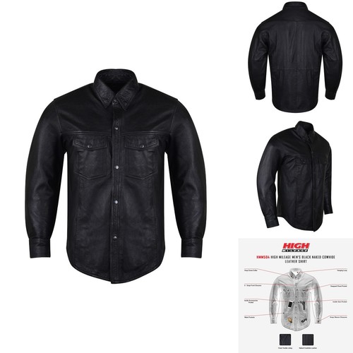 Vance Leather HMM504 Men's Concealed Carry Black Leather Biker Shirt XL