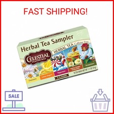 Celestial Seasonings Herbal Tea Sampler Variety Pack, Caffeine Free, 18 Tea Bags