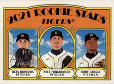 Beau Burrows Rony Garcia Kyle Funkhouser 2021 Topps Heritage #71 Tigers RC