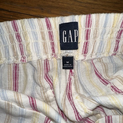 Gap Shorts Womens Size Medium White Striped Drawstring Pockets Casual Linen - Picture 4 of 5