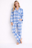 Womens Marks Woven Cotton Yarn Dyed Check Pyjama With Extra Wide Top