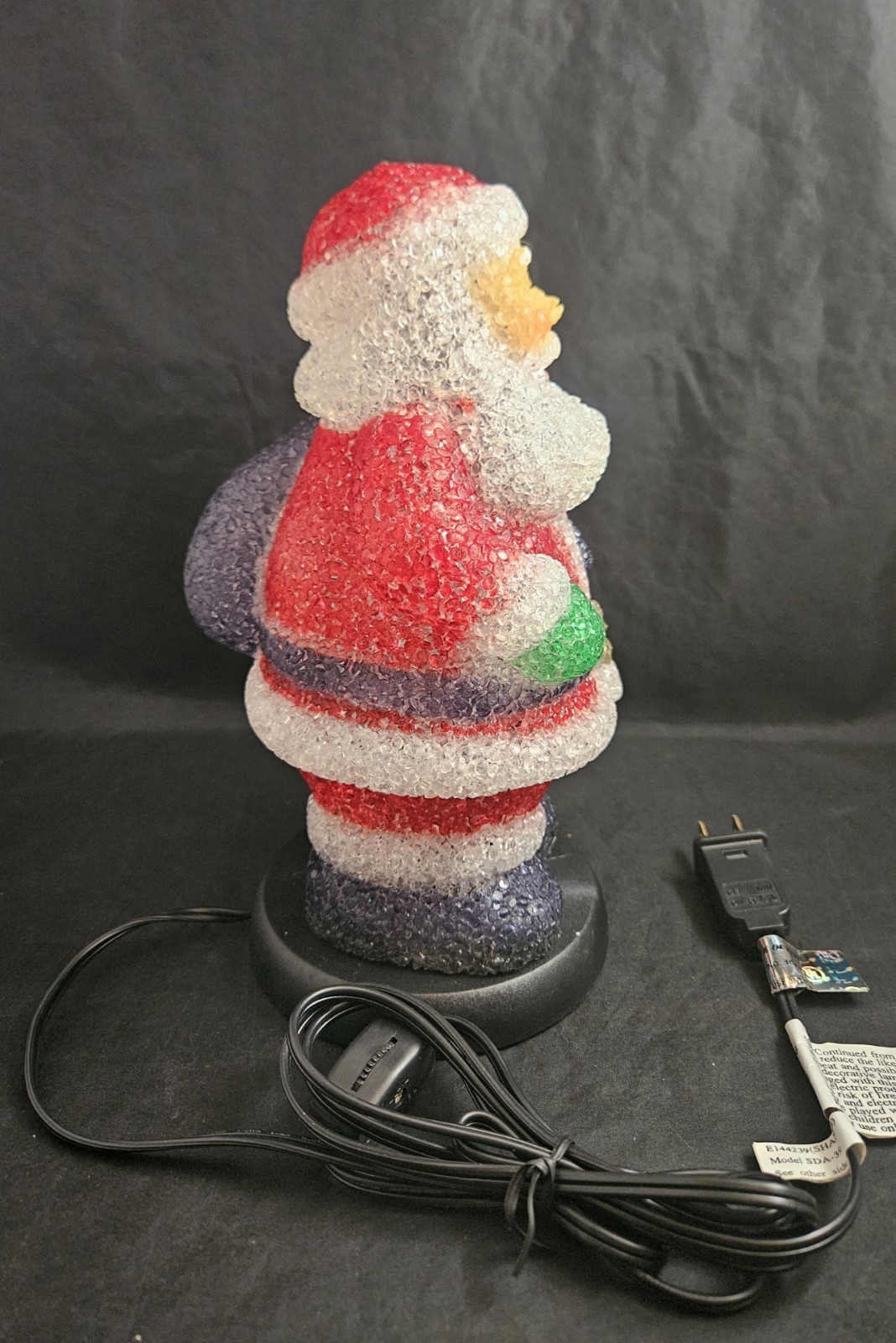 VTG Sehl 2000 Light Up Santa Table Top Hard Plastic Molded Pellet Popcorn 