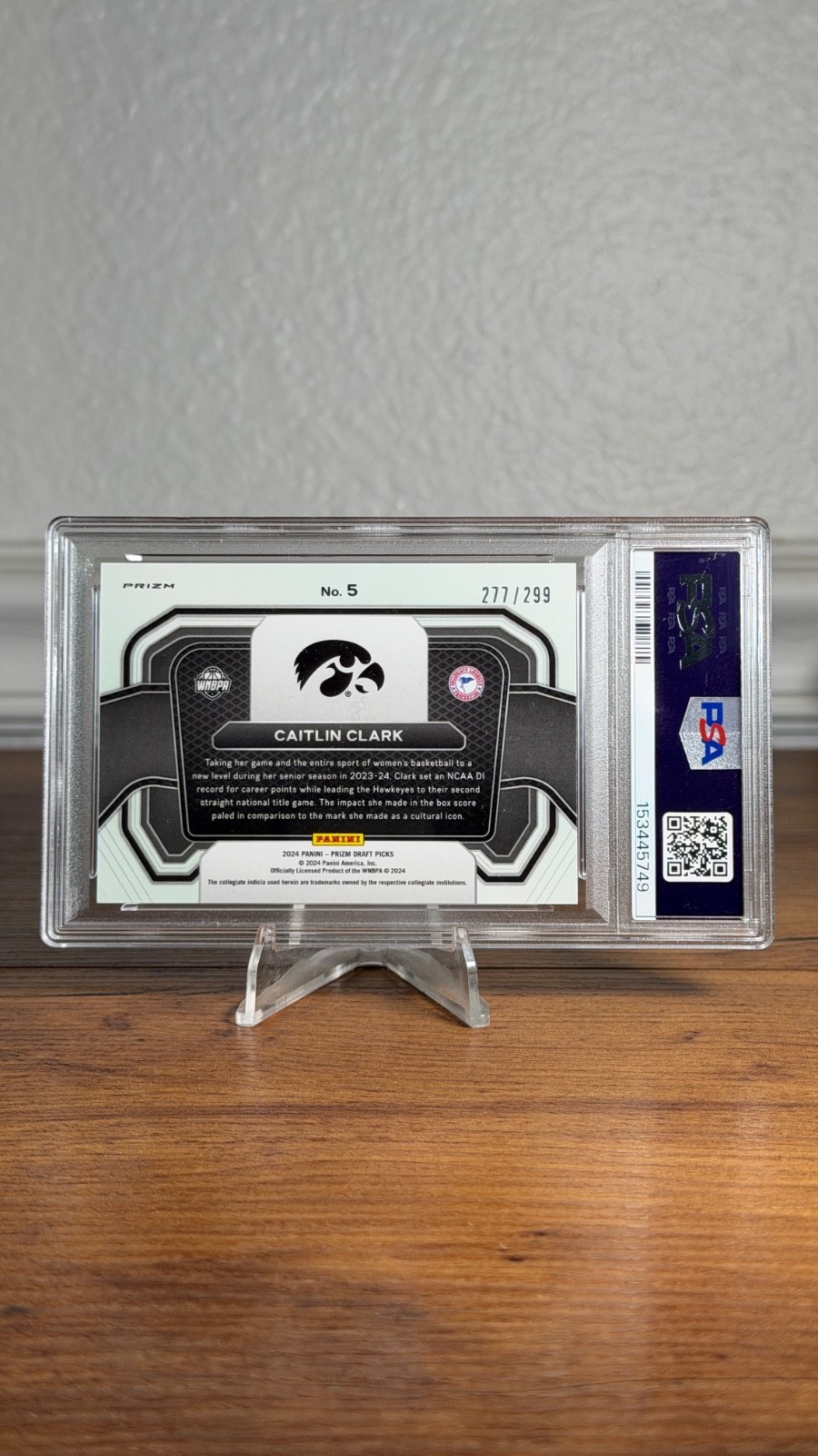 2025 Prizm Draft Picks 5 Caitlin Clark RC Campus Legend RED Pulsar #/299 PSA 10 view 2