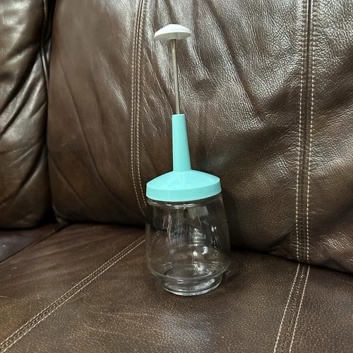 Vintage Food Nut Chopper Turquoise Teal Steel Federal Glass Housewares Manual