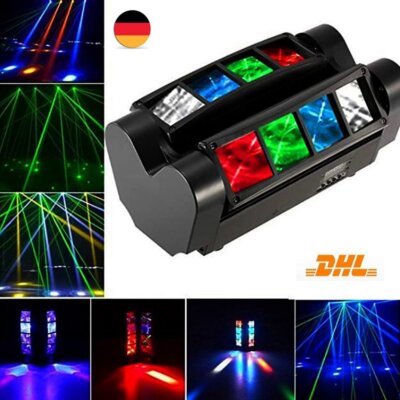 8 LED Lichteffekt Beam Spider Moving Head Bühnenbeleuchtung RGBW Weihnachten