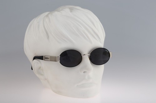 Egizia  16 011, Vintage 90s black and silver oval sunglasses mens & women, NOS - Picture 8 of 10