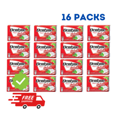 16x Dentyne Splash Strawberry with Lime Sugar Free Gum 15.2g