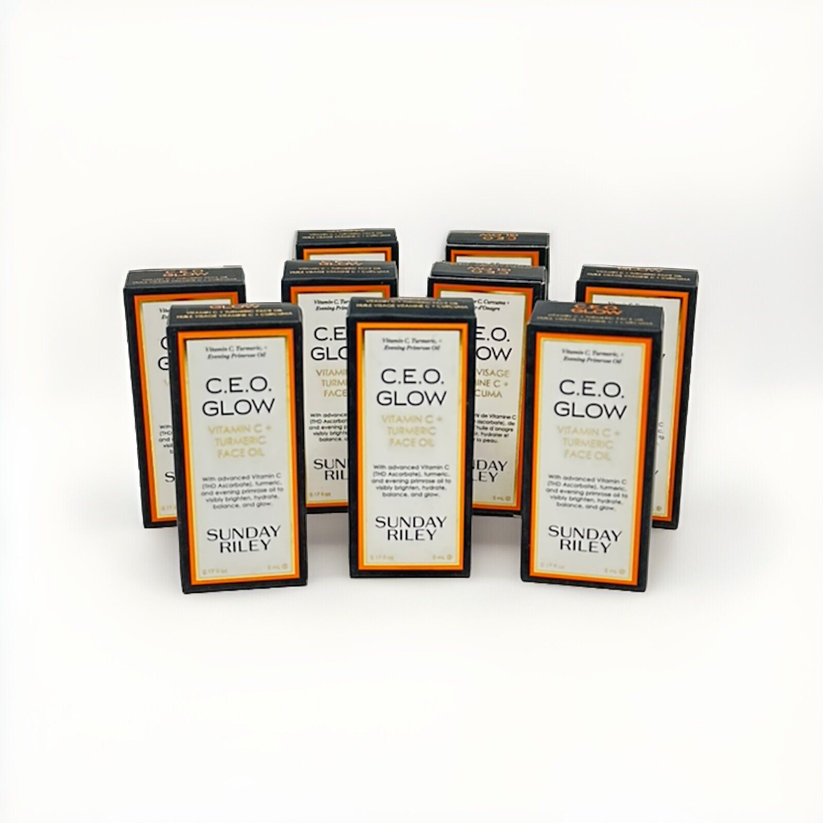 Bundle of 9 Sunday Riley CEO Glow Vitamin C + Turmeric Face Oil .17 oz Each New