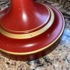 Vintage Blood Red Metal Toleware Table Lamp 25" Tall 3-Way Switch — photo 7