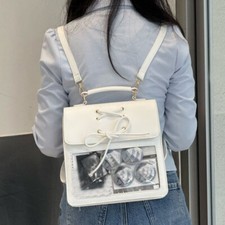 Japanese School Pin Ita Bag Backpack Transparent Shoulder Bag Satchel PU Leather