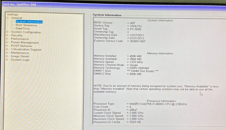 Dell OptiPlex 990 SFF- i7-2600S - 4GB RAM - 256GB SSD - POWER CABLE (OFFERS OK) - Image 2 of 4