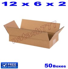 50 - 12x6x2 Cardboard Boxes Mailing Packing Shipping Moving Corrugated Carton