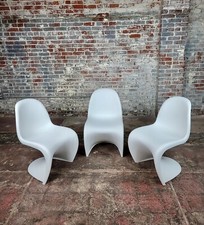 Verner Panton pour Vitra -modern Danois Blanc Panton Chaises Ensemble De 3