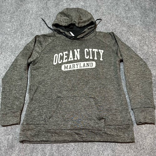 Ocean City Maryland Hoodie Mens Large Charcoal Pullover Pocket Sweatshirt