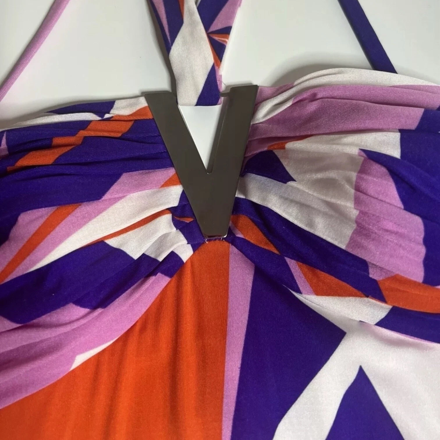 Abito Reggiseno Vintage Gianni Versace Halter Seta Jersey Glam Logo Geometrico IT38