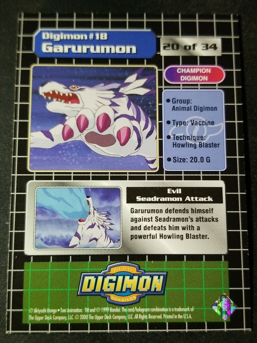 Digimon Animated Series 1999-2000 Card Bandai Holo Garurumon Digi #18 Champ  34 | eBay