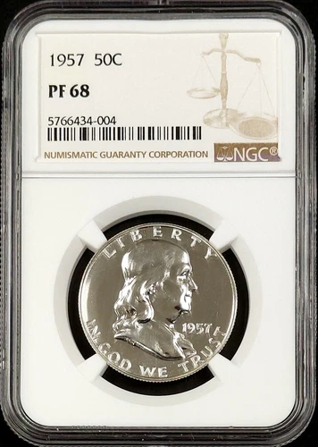 1957 Proof Franklin Silver Half Dollar graded PF 68 by NGC!