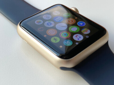 Apple Watch Sport, 1st Gen - Gold 42mm Aluminum, w/Box, Accessories - 2015