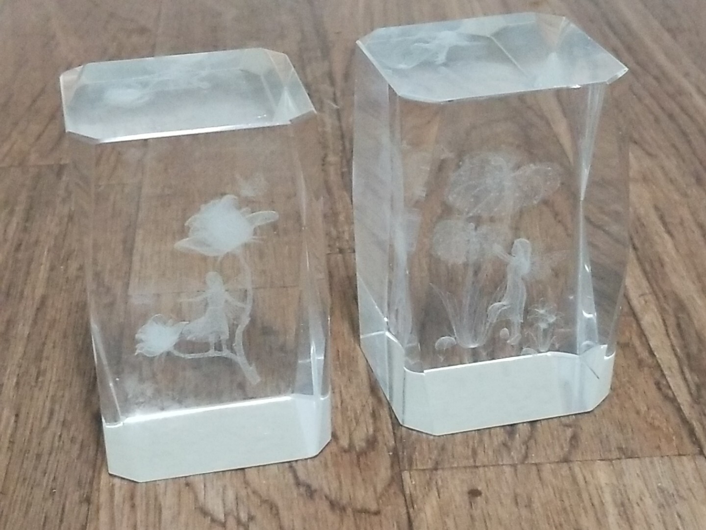 Laser Cut/Etched Crystal Glass Cube Paper Weight Angel Fairy Wings Lot ...