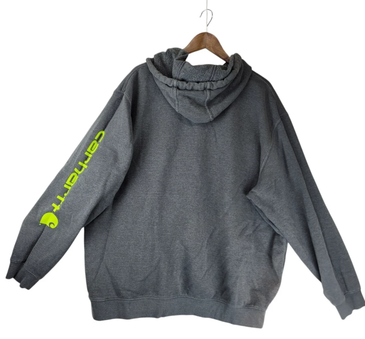 VETEMENTS Carhartt Workwear Felpa con Cappuccio Uomo 2XL Grigio Foderata in Pile Vestibilità Originale Logo Scritto