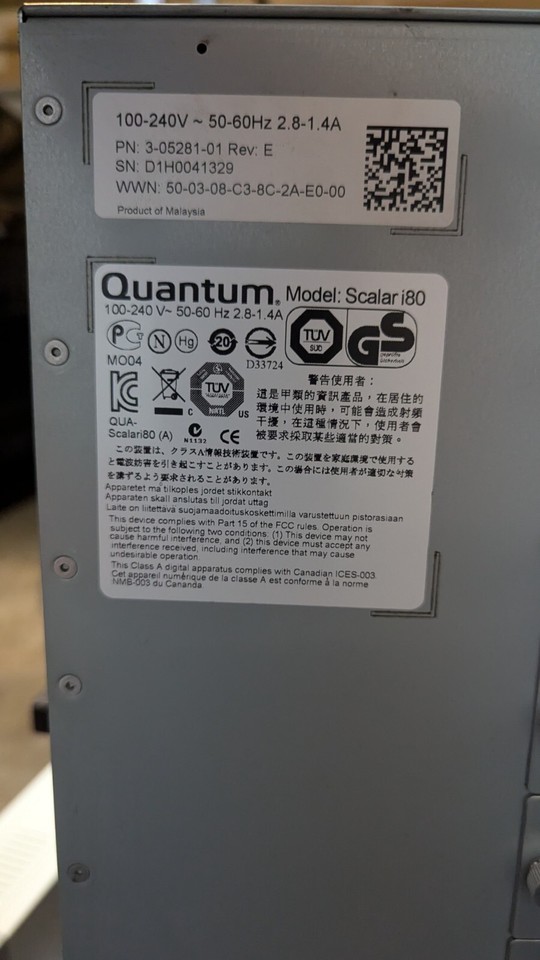 QUANTUM SCALAR i80 Tape Library PN 30528101 eBay