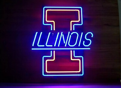 Illinois Fighting Illini Logo 20''x16'' Neon Sign Lamp Light Party Beer Club EY