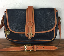 Dooney  Bourke Vintage Navy Tan Women's Equestrian Crossbody/Shoulder Bag