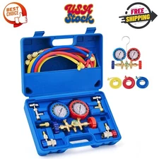 AC Manifold Gauge Set for R134a R12 R502 Refrigerant,3 Way Car with 5FT Hoses...