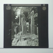 MAGIC LANTERN SLIDE CARVED STONES AT CHURCH ISLE OF MAN