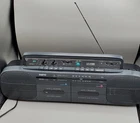 Vintage 1988 Sanyo M W707 Radio  Dual Cassette Stereo Boombox. Read Description