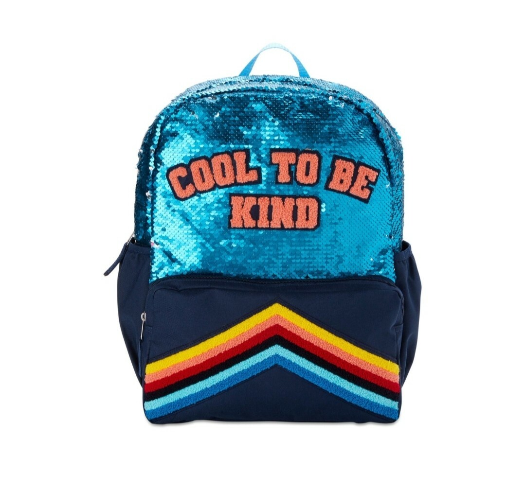 Kids BackPack Blue Flip Sequin Cool to be Kind Backpack