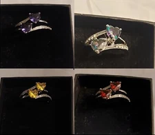 Silver Color Stainless Steel CZ Double Heart Ring